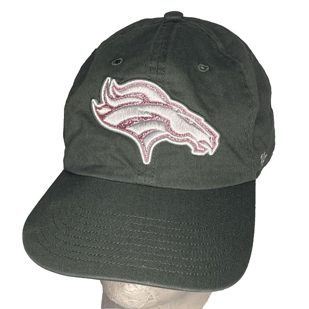 Denver Broncos Womens Pink Sparkle Logo Hat Cap Strapback Dark Green Adj NFL